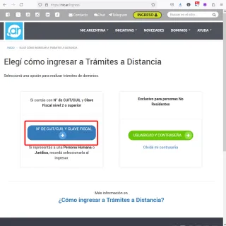 Ingreso en Trámites a Distancia