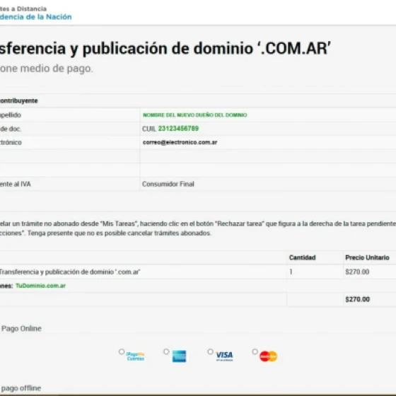 Seleccionar método de pago para finalizar